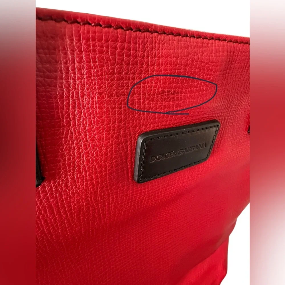 Dolce & Gabbana Tall Red Pebbled Leather Shopper Tote | Made in Italy